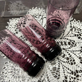 Стаканы Стрыйского СЗ. Марганцевое стекло с фактурой! Редкие! Цена за 4шт. Картинка 5